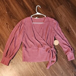 Elegant Mauve Wrap Blouse